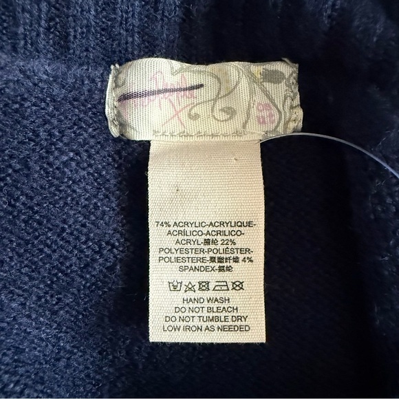 NWOT FREE PEOPLE Harbour Stripe Cable Poncho in Navy and Green One Size - Picture 8 of 8